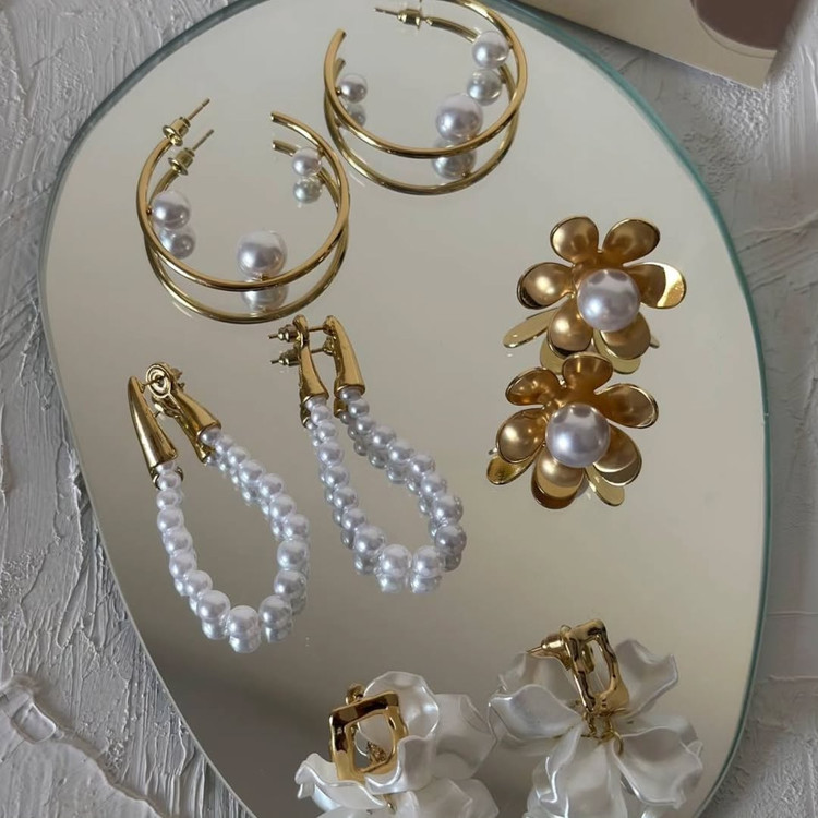 گوشواره مروارید آبکاری طلا