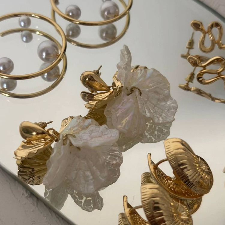 گوشواره مروارید آبکاری طلا